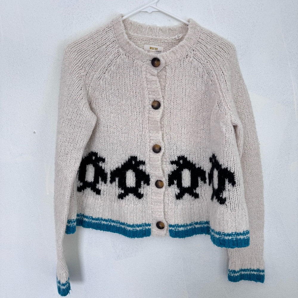 Anthropologie Maeve Penguin Button Front Cardigan Sweater size Small - Picture 3 of 7